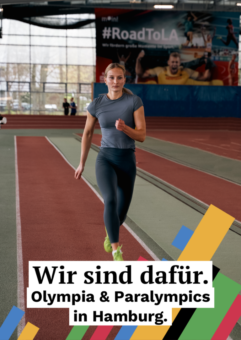 Libby Buder, Leichtathletik: „Ich persönlich würde es toll finden, wenn Hamburg die Olympiastadt für die Zukunft wird, weil ich mich dort auf der Tribüne sehe und hoffe, dass ich dann einem unserer jungen tollen Athleten hier dabei zuschauen darf.“